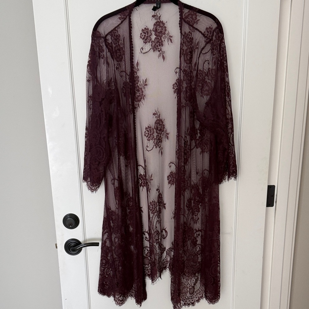 Lane Bryant lace cardigan in deep burgundy 18/20